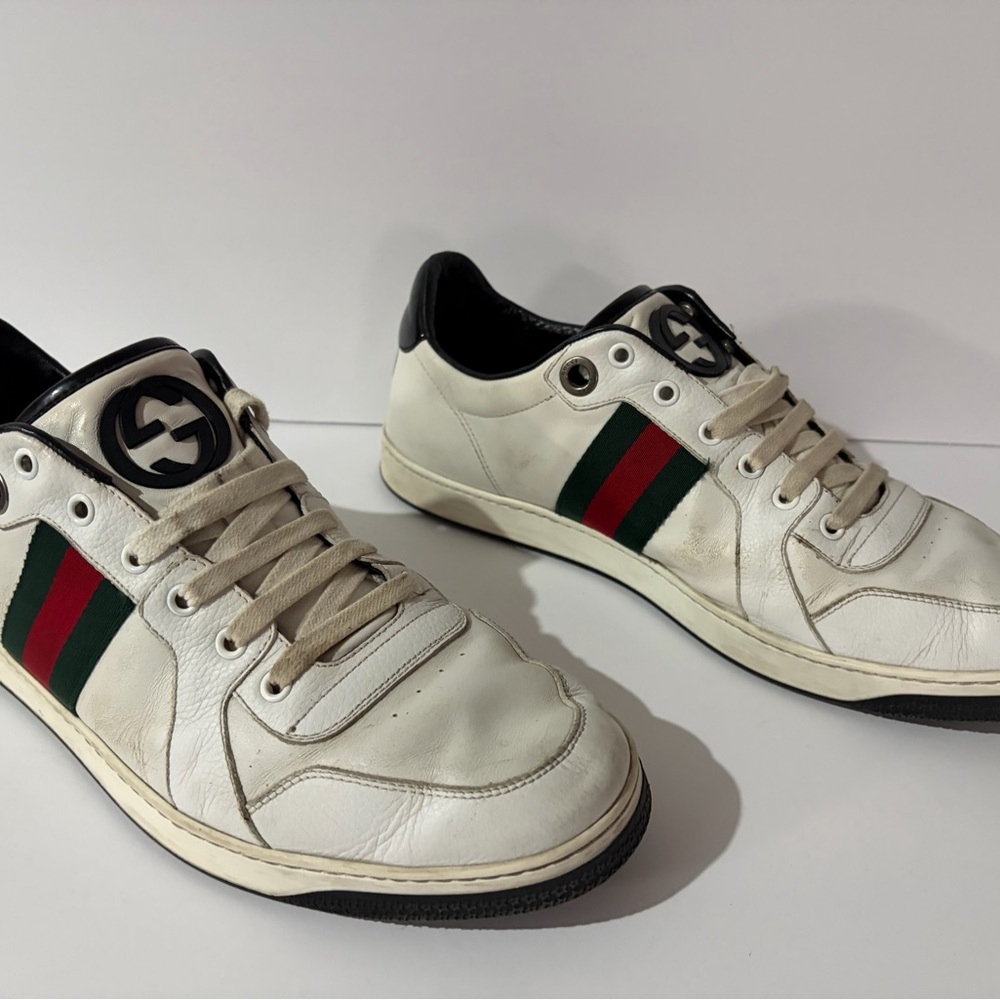 Gucci White Sneakers with Red and Green Accents US 12 - Picture 2 of 14